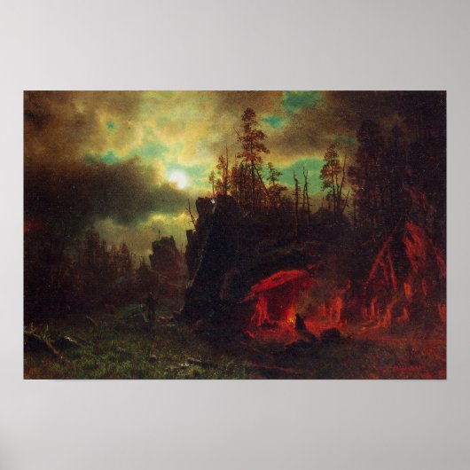 Albert Bierstadt-Trapper's kamp Poster (Voorkant)