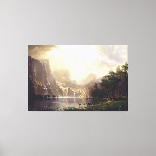 Albert Bierstadt - Tussen de Sierra Nevada Kalief Canvas Afdruk