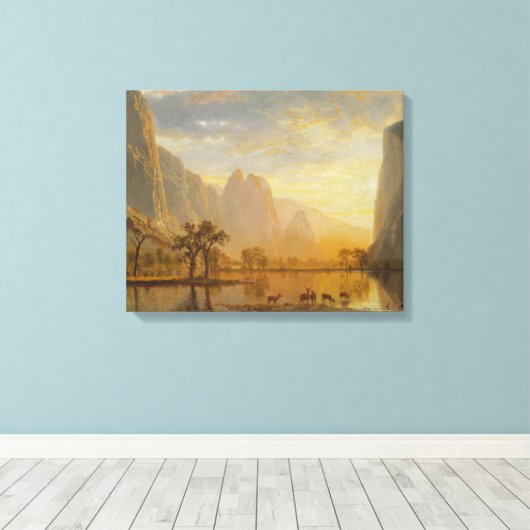 Albert Bierstadt - Valley of the Yosemite Canvas Afdruk (Insitu (Houten vloer))