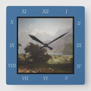 Albert Bierstadt's Lake Lucerne, 1858 Canvas Print Vierkante Klok