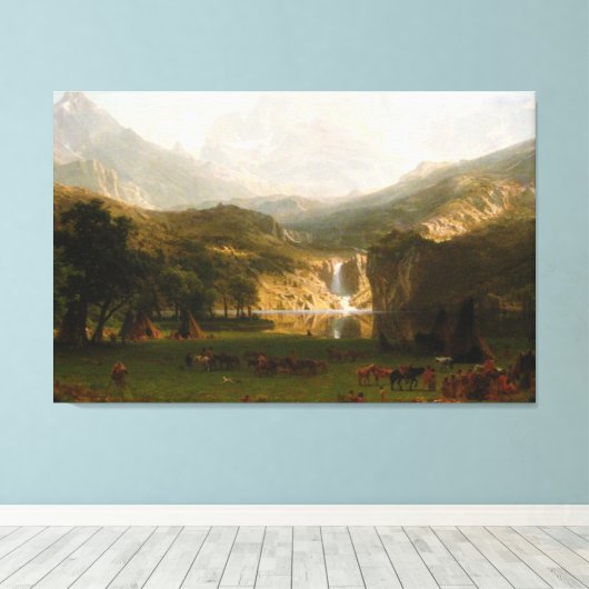 Albert Bierstadt's Rocky Mountains, de piek van La Canvas Afdruk (Insitu (Houten vloer))