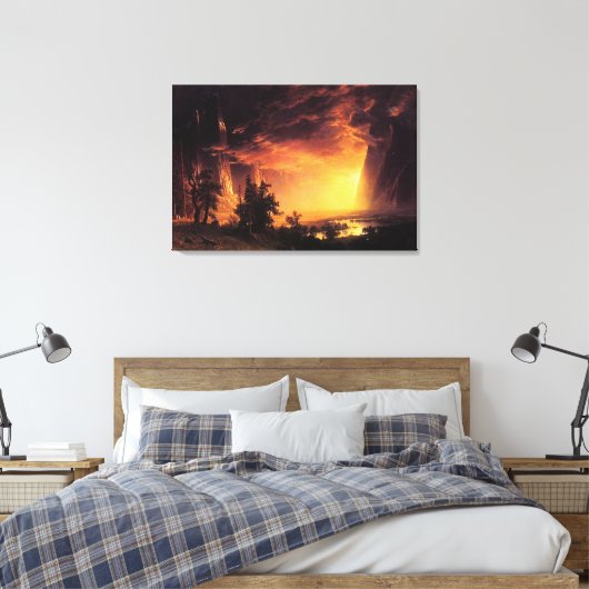 Albert Bierstadt's Sunset in de Yosemite-vallei Canvas Afdruk (Insitu (Slaapkamer))