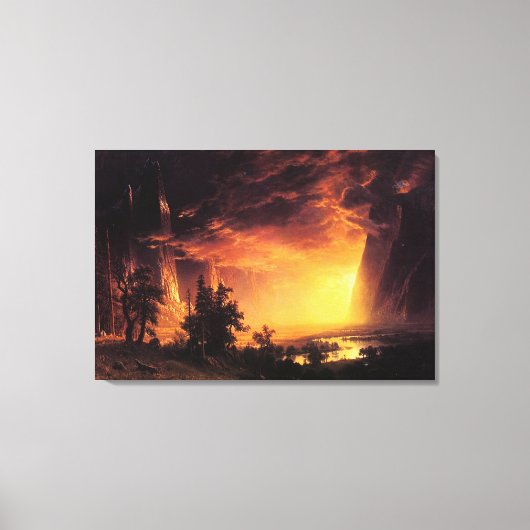 Albert Bierstadt's Sunset in de Yosemite-vallei Canvas Afdruk (Voorkant)