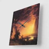 Albert Bierstadt's Sunset in de Yosemite-vallei Vierkante Klok (Hoek)