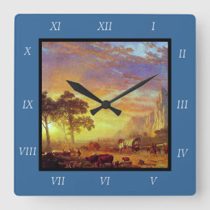 Albert Bierstadt's The Oregon Trail, 1869 Canvas P Vierkante Klok
