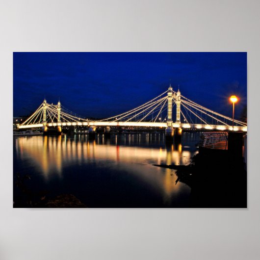 Albert Bridge At Night West London Poster (Voorkant)