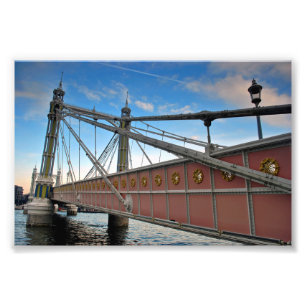 Albert Bridge Chelsea en Battersea London Verenigd Foto Afdruk