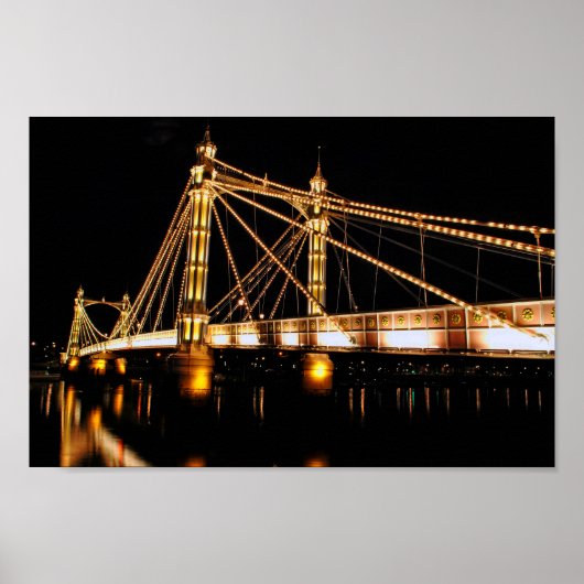 Albert Bridge 's Nachts West London Poster (Voorkant)