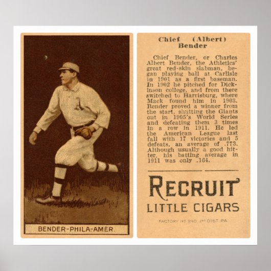 Albert Chief Bender Baseball 1912 Poster (Voorkant)