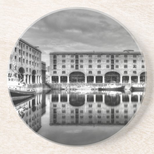 Albert Dock Liverpool Reflections Zandsteen Onderzetter (Voorkant)