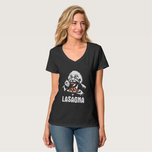 Albert Eating Lasagna - Grappige Lasagne Grafische T-shirt (Voorkant volledig)