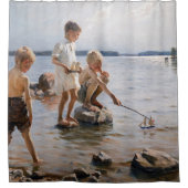 Albert Edelfelt - Boys spelen op de kust Douchegordijn (Voorkant)