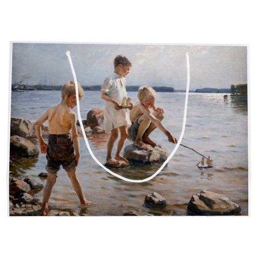 Albert Edelfelt - Boys spelen op de kust Groot Cadeauzakje (Achterkant)