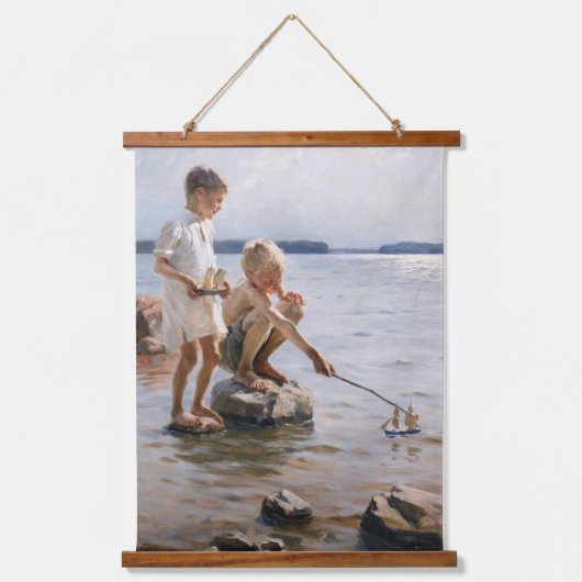 Albert Edelfelt - Boys spelen op de kust Hangend Wandkleed (Voorkant)