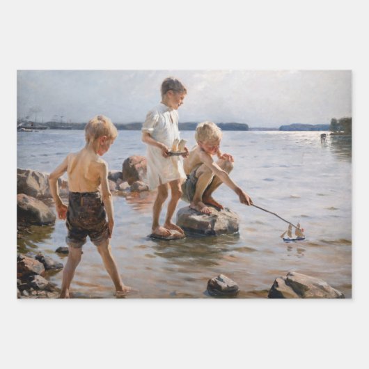 Albert Edelfelt - Boys spelen op de kust Inpakpapier Vel (Voorkant 2)