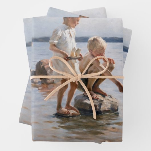 Albert Edelfelt - Boys spelen op de kust Inpakpapier Vel (In situ)