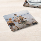 Albert Edelfelt - Boys spelen op de kust Kartonnen Onderzetters (Schuin)