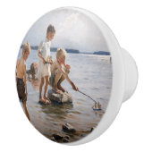 Albert Edelfelt - Boys spelen op de kust Keramische Knop (Rechts)
