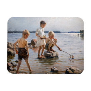 Albert Edelfelt - Boys spelen op de kust Magneet