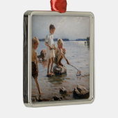 Albert Edelfelt - Boys spelen op de kust Metalen Ornament (Rechts)