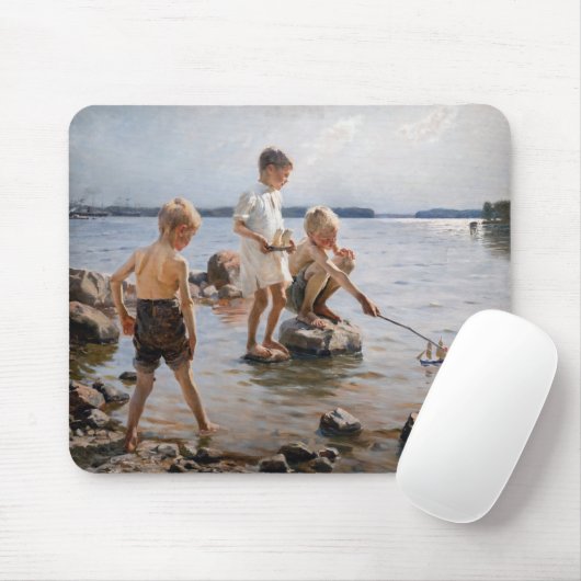Albert Edelfelt - Boys spelen op de kust Muismat (Met muis)