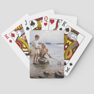Albert Edelfelt - Boys spelen op de kust Pokerkaarten