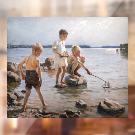 Albert Edelfelt - Boys spelen op de kust Raamsticker (Vel 2)