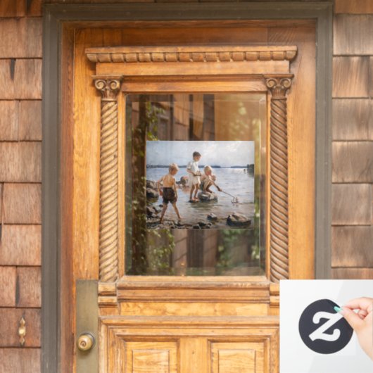 Albert Edelfelt - Boys spelen op de kust Raamsticker (Huis Deur)