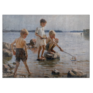 Albert Edelfelt - Boys spelen op de kust Snijplank