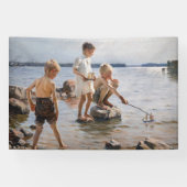 Albert Edelfelt - Boys spelen op de kust Spandoek (Horizontaal)