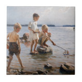 Albert Edelfelt - Boys spelen op de kust Tegeltje (Voorkant)