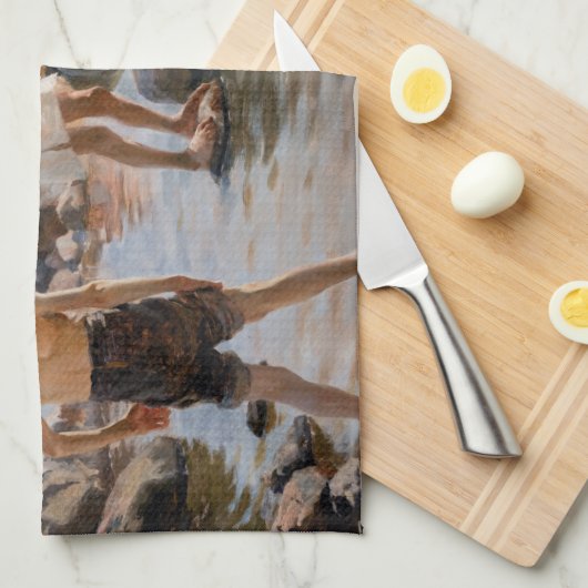 Albert Edelfelt - Boys spelen op de kust Theedoek (Quarter Fold)