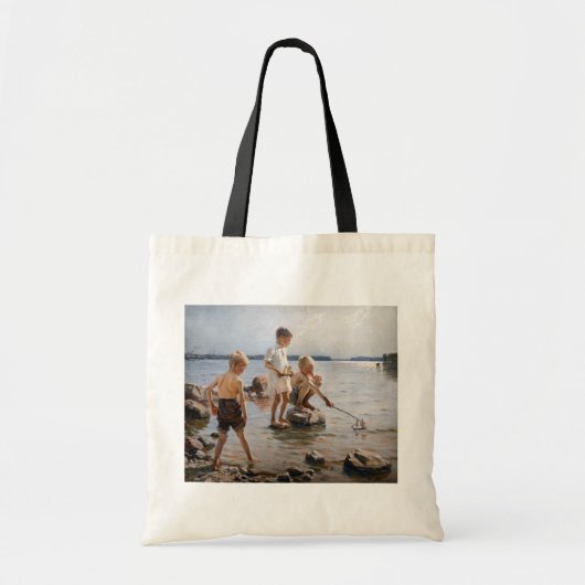 Albert Edelfelt - Boys spelen op de kust Tote Bag (Voorkant)