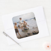 Albert Edelfelt - Boys spelen op de kust Vierkante Sticker (Envelop)
