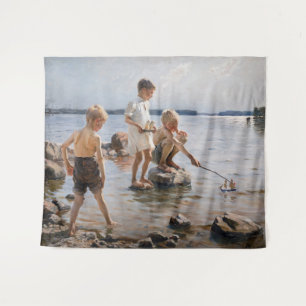 Albert Edelfelt - Boys spelen op de kust Wandkleed