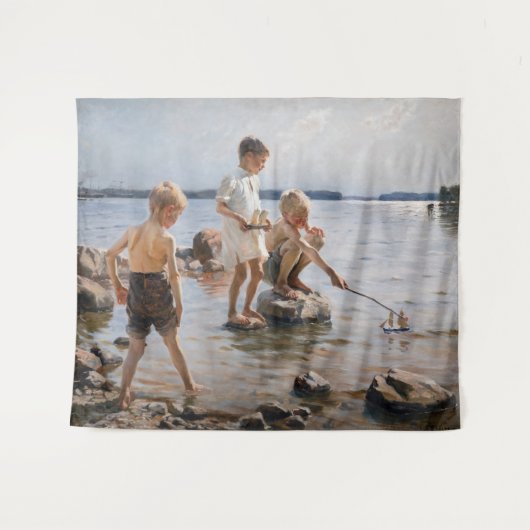 Albert Edelfelt - Boys spelen op de kust Wandkleed (Voorkant (horizontaal))