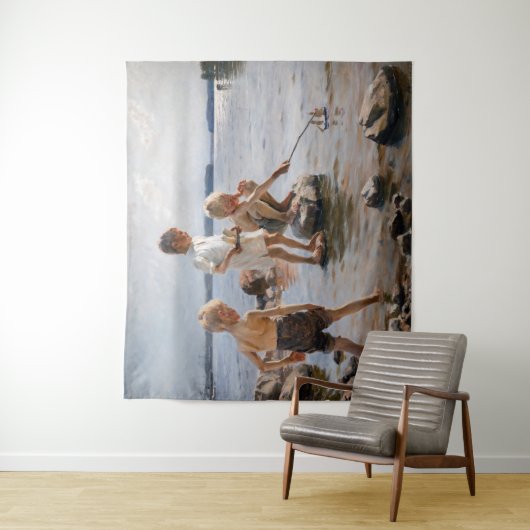 Albert Edelfelt - Boys spelen op de kust Wandkleed (In situ)