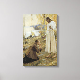 Albert Edelfelt - Christus en Maria Magdalena Canvas Afdruk