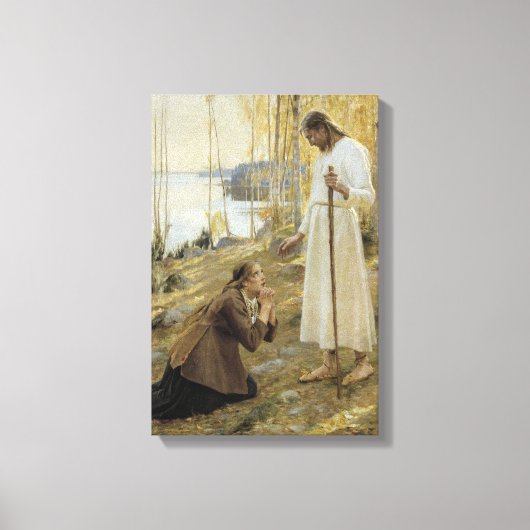 Albert Edelfelt - Christus en Maria Magdalena Canvas Afdruk (Voorkant)
