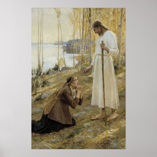 Albert Edelfelt - Christus en Maria Magdalena Poster (Voorkant)