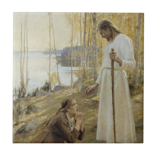 Albert Edelfelt - Christus en Maria Magdalena Tegeltje (Voorkant)