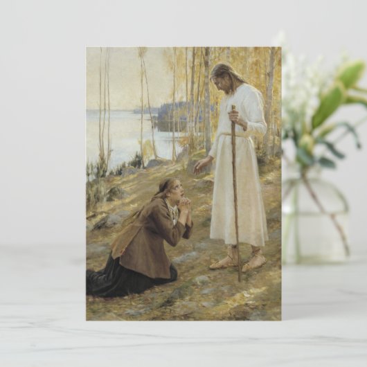 Albert Edelfelt - Christus en Mary Magdalene Bedankkaart (Staand voorkant)