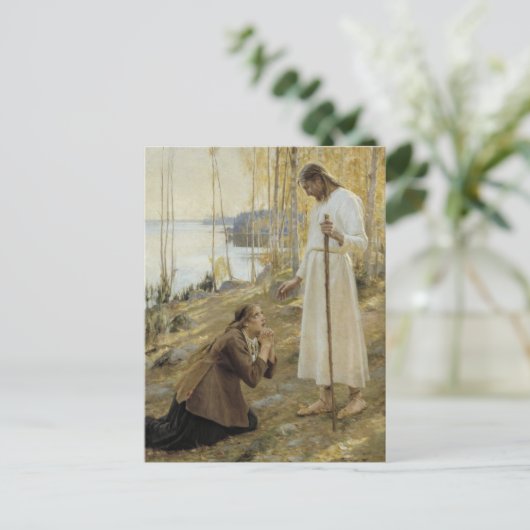Albert Edelfelt - Christus en Mary Magdalene Briefkaart (Staand voorkant)