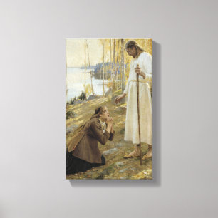 Albert Edelfelt - Christus en Mary Magdalene Canvas Afdruk