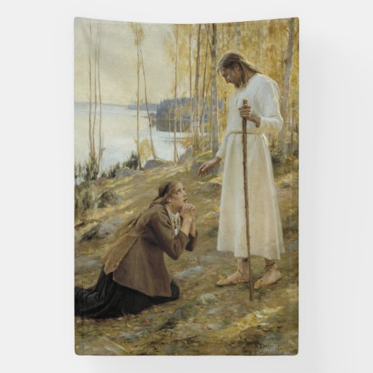 Albert Edelfelt - Christus en Mary Magdalene Spandoek (Verticaal)