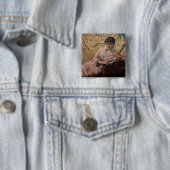 Albert Edelfelt - De leesparisienne Vierkante Button 5,1 Cm (In situ)