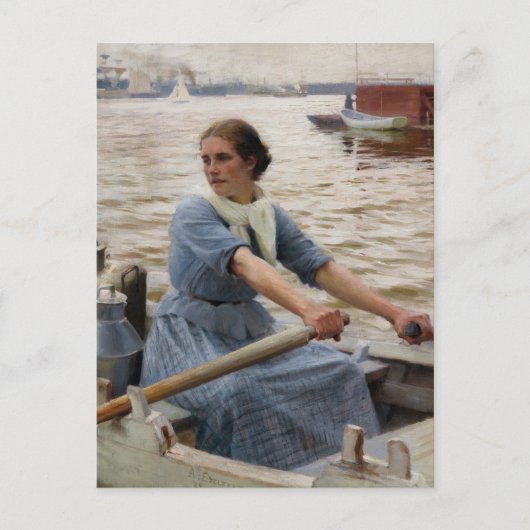 Albert Edelfelt - De Melkmeid Briefkaart (Voorkant)