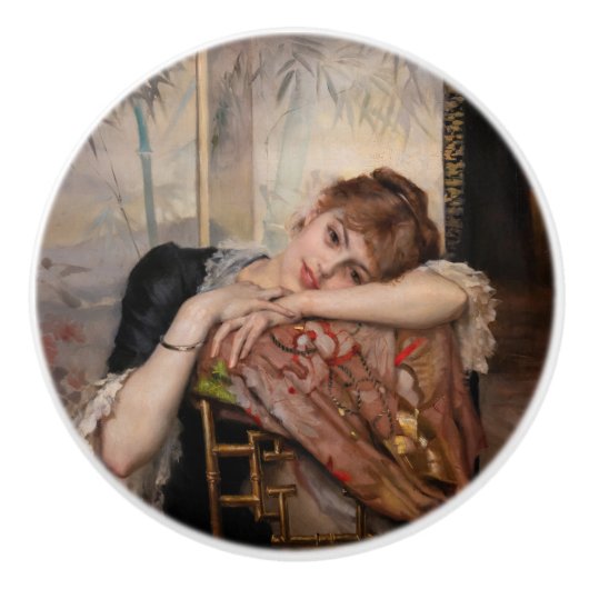 Albert Edelfelt - De Parisienne/Virginie Keramische Knop (Voorkant)