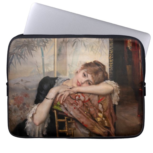 Albert Edelfelt - De Parisienne/Virginie Laptop Sleeve (Voorkant)