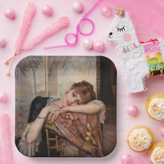 Albert Edelfelt - De Parisienne/Virginie Papieren Bordje (Feest)